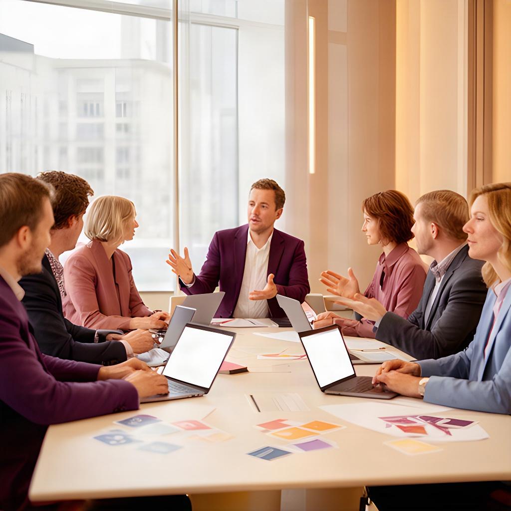 Consultants van een Nederlands adviesbureau overleggen in een eigentijdse ruimte